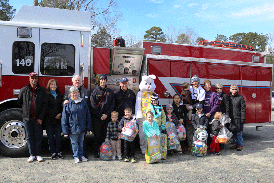 Easter Egg Hunt Group with Fire Truck